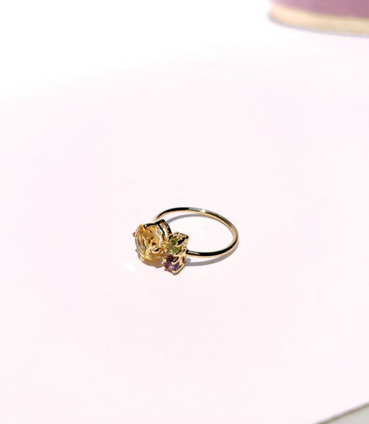 Anillo Liliana con Cuarzo Citrino, amatista y peridoto